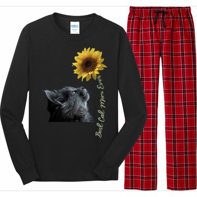 Best Cat Mom Ever Sunflower Gift Long Sleeve Pajama Set