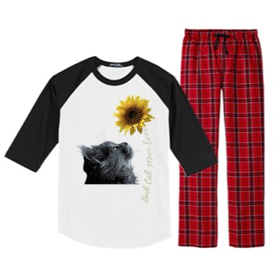 Best Cat Mom Ever Sunflower Gift Raglan Sleeve Pajama Set