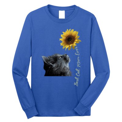 Best Cat Mom Ever Sunflower Gift Long Sleeve Shirt