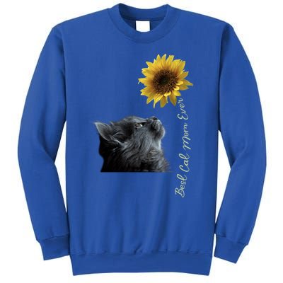 Best Cat Mom Ever Sunflower Gift Sweatshirt