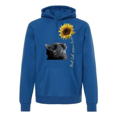 Best Cat Mom Ever Sunflower Gift Premium Hoodie