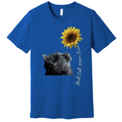 Best Cat Mom Ever Sunflower Gift Premium T-Shirt