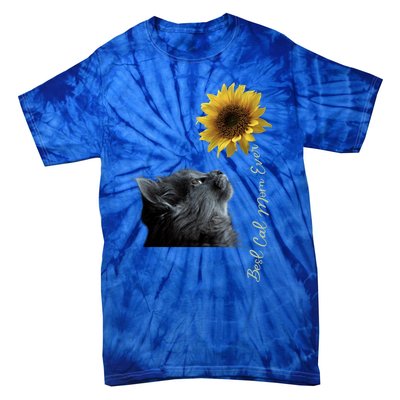 Best Cat Mom Ever Sunflower Gift Tie-Dye T-Shirt