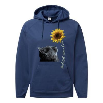 Best Cat Mom Ever Sunflower Gift Performance Fleece Hoodie