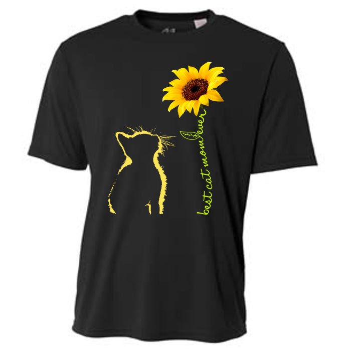 Best Cat Mom Ever Sunflower Mothers Day Gifts For Cat Lover Cooling Performance Crew T-Shirt