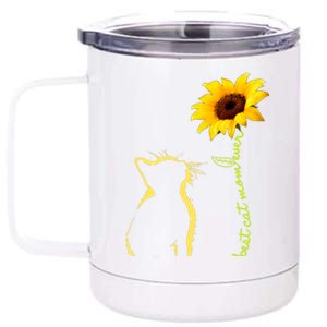 Best Cat Mom Ever Sunflower Mothers Day Gifts For Cat Lover 12 oz Stainless Steel Tumbler Cup