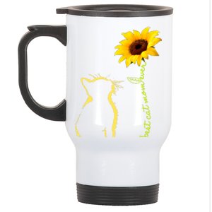 Best Cat Mom Ever Sunflower Mothers Day Gifts For Cat Lover Stainless Steel Travel Mug