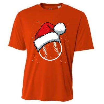 Baseball Christmas Merry Xmas Santa Claus Pitcher Catcher Gift Cooling Performance Crew T-Shirt