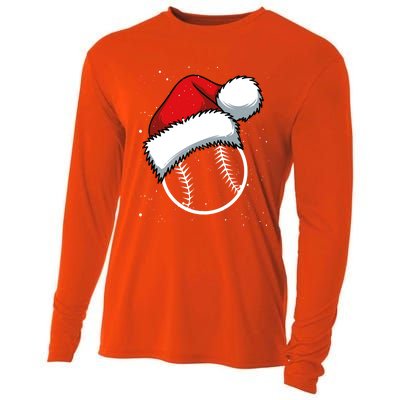 Baseball Christmas Merry Xmas Santa Claus Pitcher Catcher Gift Cooling Performance Long Sleeve Crew