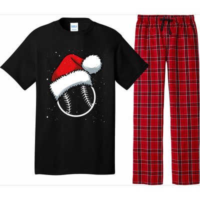 Baseball Christmas Merry Xmas Santa Claus Pitcher Catcher Gift Pajama Set