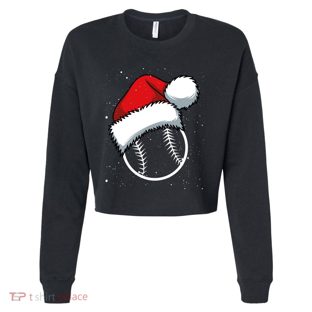 Baseball Christmas Merry Xmas Santa Claus Pitcher Catcher Gift Cropped Pullover Crew