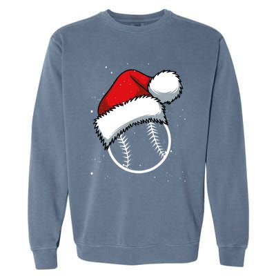 Baseball Christmas Merry Xmas Santa Claus Pitcher Catcher Gift Garment-Dyed Sweatshirt