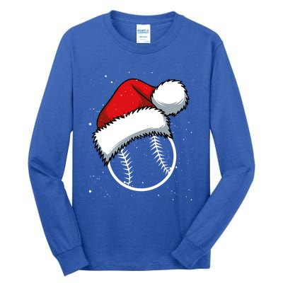 Baseball Christmas Merry Xmas Santa Claus Pitcher Catcher Gift Tall Long Sleeve T-Shirt