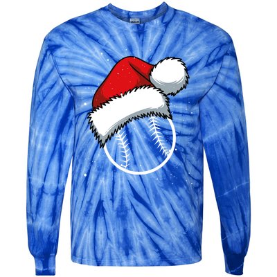 Baseball Christmas Merry Xmas Santa Claus Pitcher Catcher Gift Tie-Dye Long Sleeve Shirt