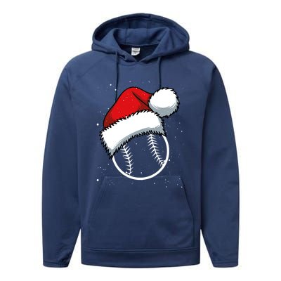 Baseball Christmas Merry Xmas Santa Claus Pitcher Catcher Gift Performance Fleece Hoodie