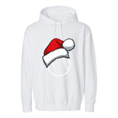 Baseball Christmas Merry Xmas Santa Claus Pitcher Catcher Gift Garment-Dyed Fleece Hoodie