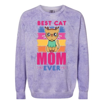 Best Cat Mom Evers Gift Colorblast Crewneck Sweatshirt