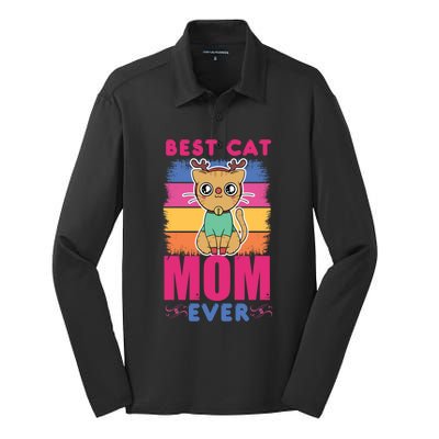 Best Cat Mom Evers Gift Silk Touch Performance Long Sleeve Polo