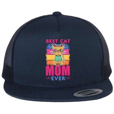 Best Cat Mom Evers Gift Flat Bill Trucker Hat