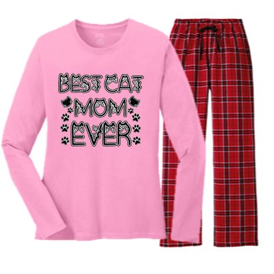 Best Cat Mom Ever Women's Long Sleeve Flannel Pajama Set 