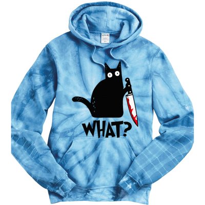 Black Cat Murderous Cat With Knife Tie Dye Hoodie