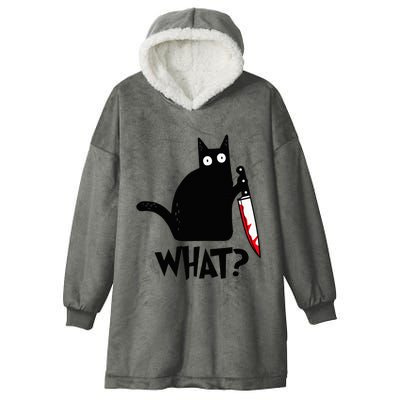 Black Cat Murderous Cat With Knife Hooded Wearable Blanket