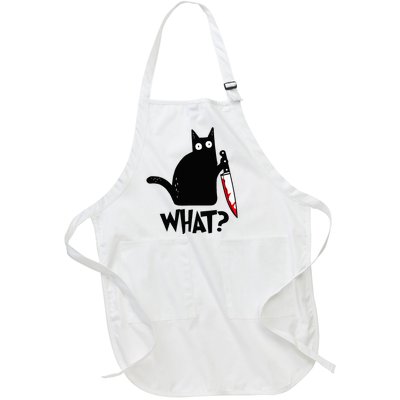 Black Cat Murderous Cat With Knife Full-Length Apron With Pockets