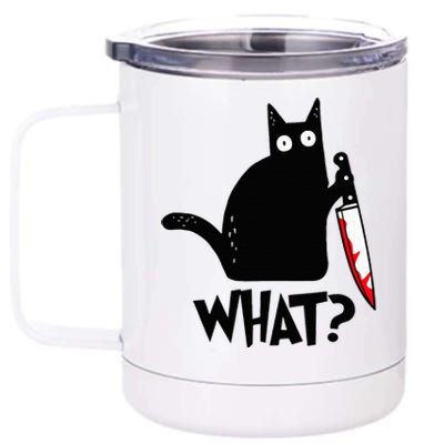 Black Cat Murderous Cat With Knife 12 oz Stainless Steel Tumbler Cup