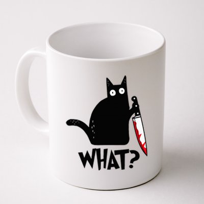 Black Cat Murderous Cat With Knife Coffee Mug