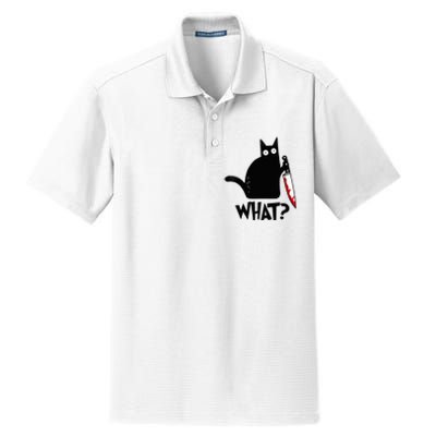 Black Cat Murderous Cat With Knife Dry Zone Grid Polo