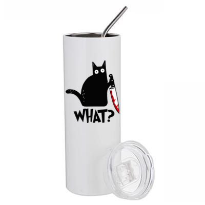 Black Cat Murderous Cat With Knife Stainless Steel Tumbler