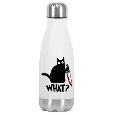 Black Cat Murderous Cat With Knife Stainless Steel Insulated Water Bottle