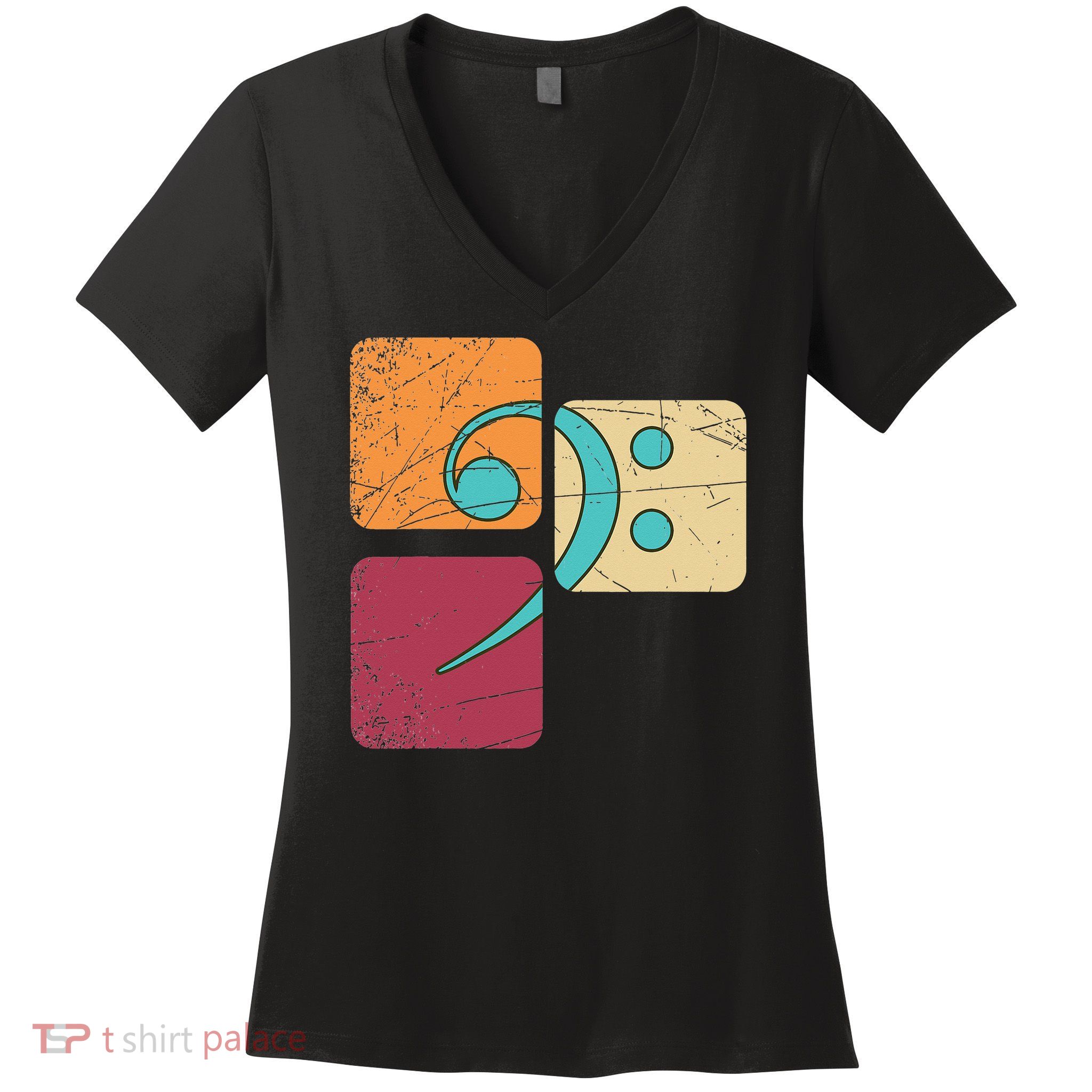 Bass Clef Musician Composer Music Note Bass Clef Women's V-Neck T-Shirt