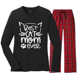 Best Cat Mom Ever Great Gift For Pet Lovers Women's Long Sleeve Flannel Pajama Set 