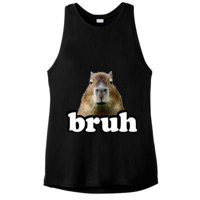Bruh Capybara Meme Funny Bruh Saying Ladies PosiCharge Tri-Blend Wicking Tank