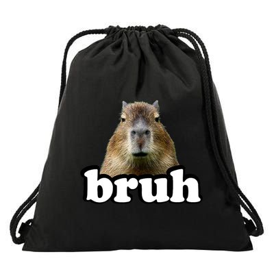 Bruh Capybara Meme Funny Bruh Saying Drawstring Bag