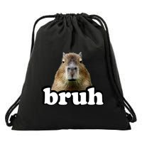 Bruh Capybara Meme Funny Bruh Saying Drawstring Bag