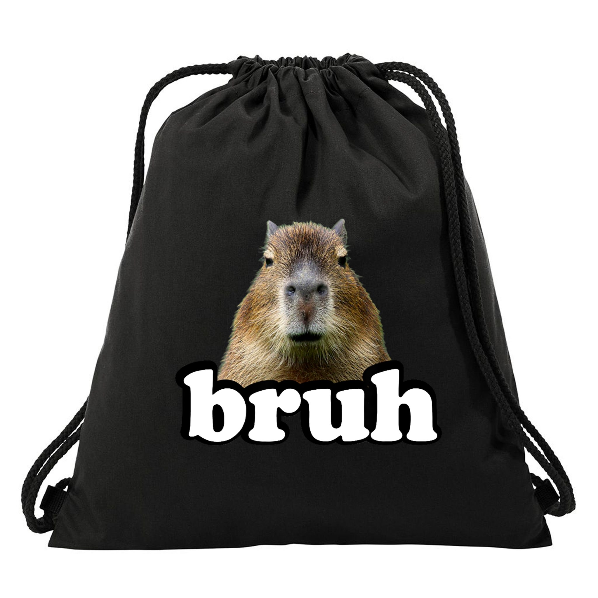 Bruh Capybara Meme Funny Bruh Saying Drawstring Bag