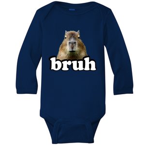 Bruh Capybara Meme Funny Bruh Saying Baby Long Sleeve Bodysuit