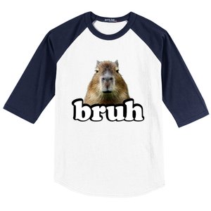 Bruh Capybara Meme Funny Bruh Saying Baseball Sleeve Shirt