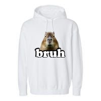 Bruh Capybara Meme Funny Bruh Saying Garment-Dyed Fleece Hoodie