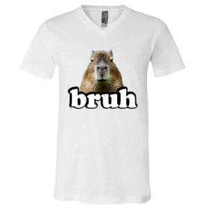 Bruh Capybara Meme Funny Bruh Saying V-Neck T-Shirt