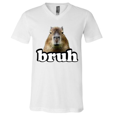 Bruh Capybara Meme Funny Bruh Saying V-Neck T-Shirt