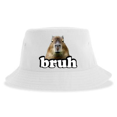 Bruh Capybara Meme Funny Bruh Saying Sustainable Bucket Hat