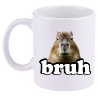 Bruh Capybara Meme Funny Bruh Saying 11oz C Handle Ceramic Mug