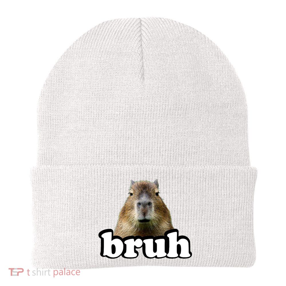 Bruh Capybara Meme Funny Bruh Saying Beanie