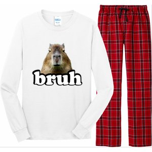 Bruh Capybara Meme Funny Bruh Saying Long Sleeve Pajama Set