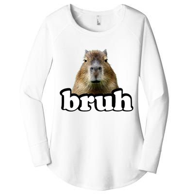 Bruh Capybara Meme Funny Bruh Saying Women's Perfect Tri Tunic Long Sleeve Shirt