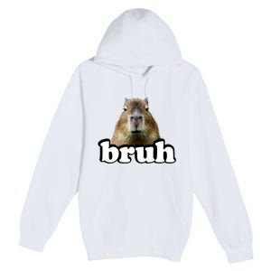 Bruh Capybara Meme Funny Bruh Saying Premium Pullover Hoodie