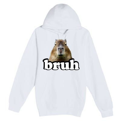 Bruh Capybara Meme Funny Bruh Saying Premium Pullover Hoodie